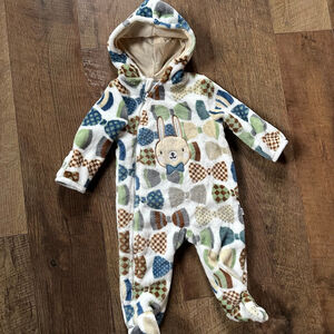 Little Joy Baby Boys Bow Tie Bunny Footie 3-6 Months White Green